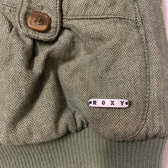 Roxy Women's Hooded Jacket Quilted Lining 100% Cotton Pockets Green Size L - Picture 10 of 10